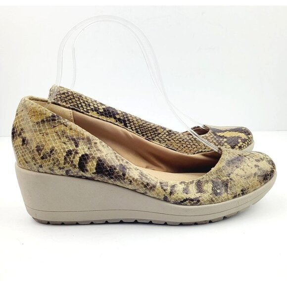 Easy Spirit Esclarita Leather Animal Print Wedge - Size 6.5 - Picture 4 of 7